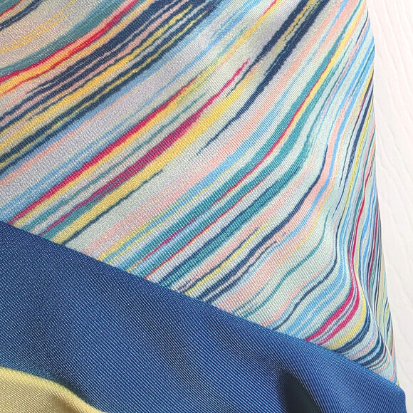 Lands End One Piece Swimsuit X-Back Plus Sz 18 W Colorblock Blue Yellow Modest - Picture 9 of 11